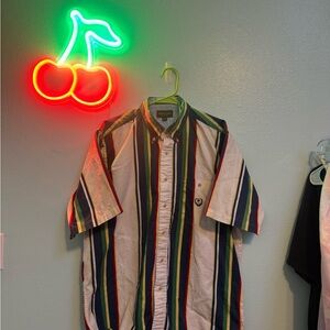 Hunt Club Multicolor Stripe Short-Sleeve Shirt with Navy Tag